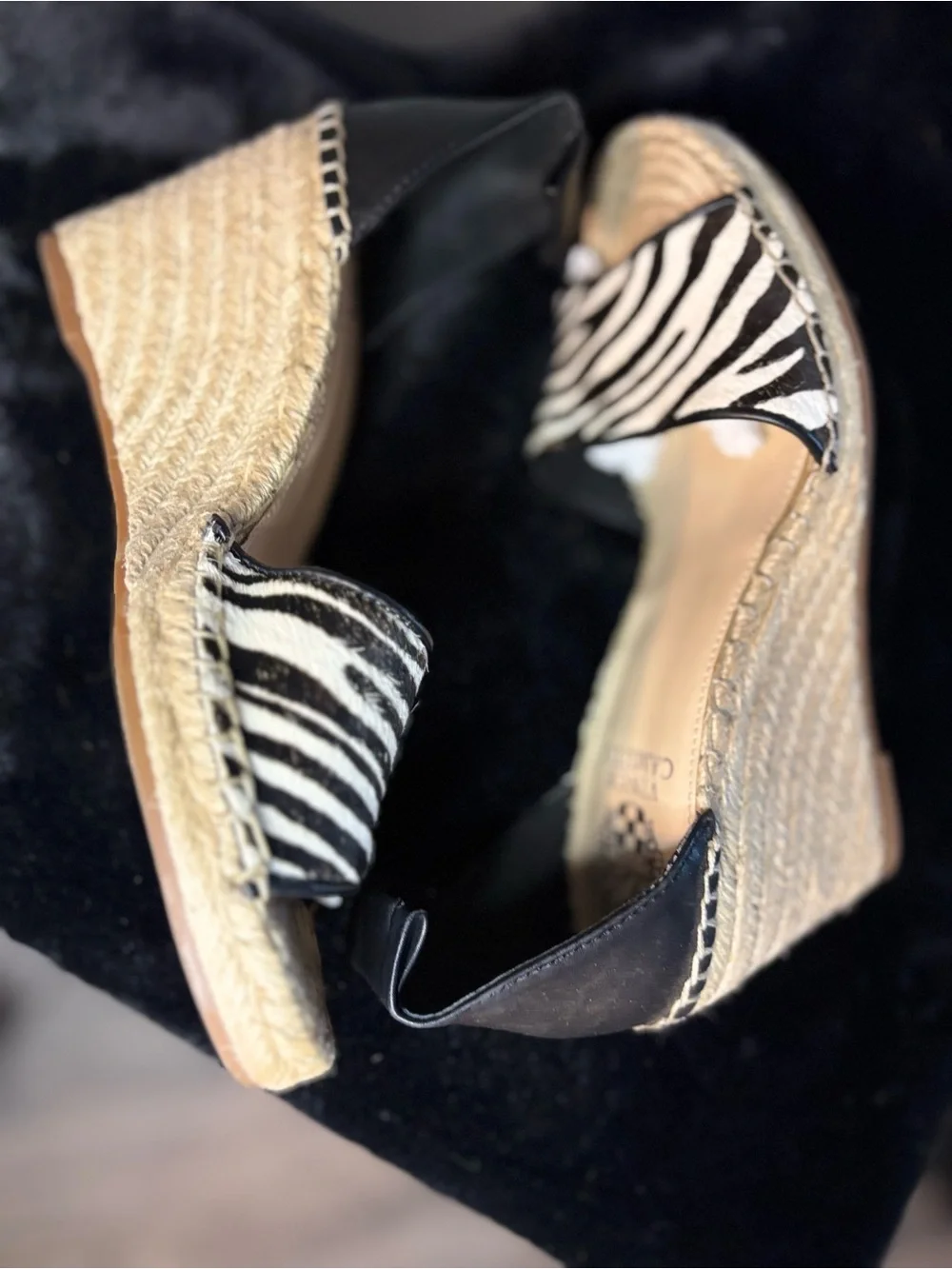 Vince Camuto Black & White Zebra Espadrille Wedge Sandals